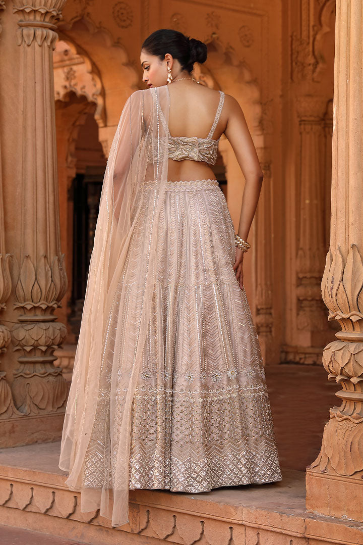 Contemporary Gold Embroidered Lehenga Set