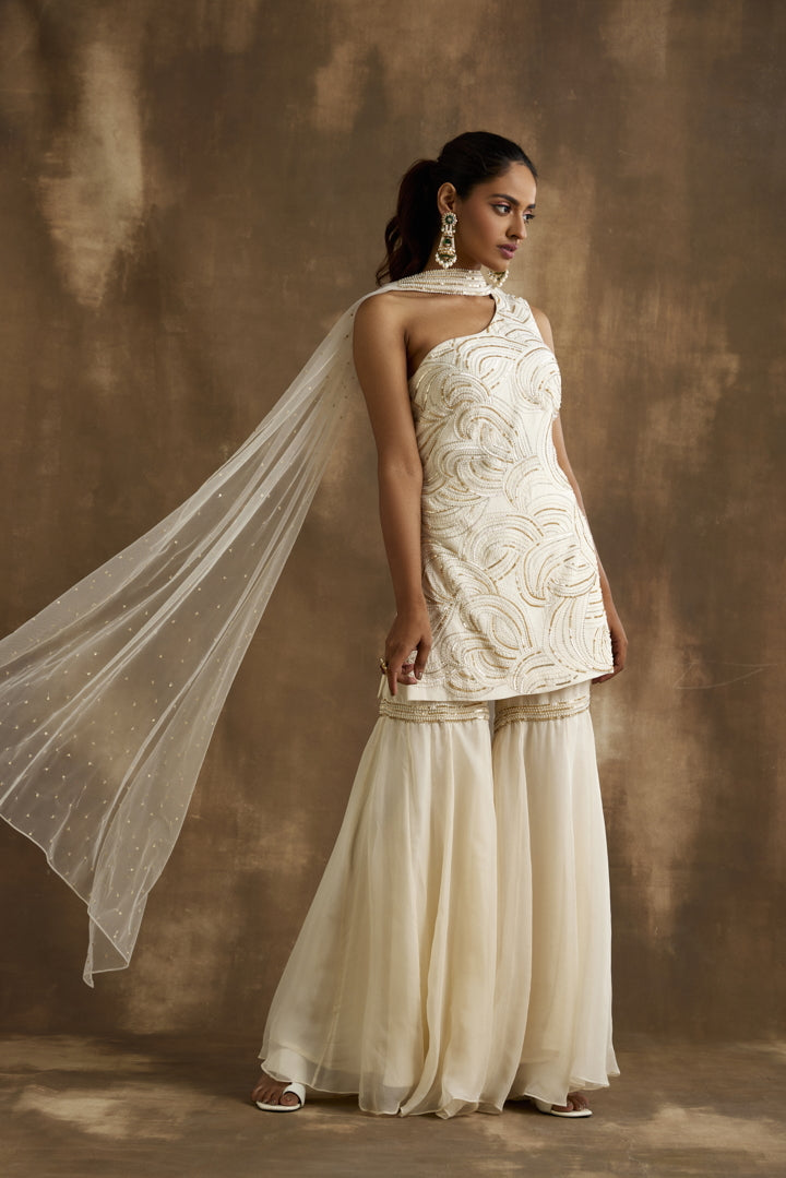 Ivory Gold embroidered gharara set