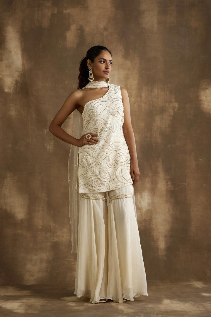Ivory Gold embroidered gharara set