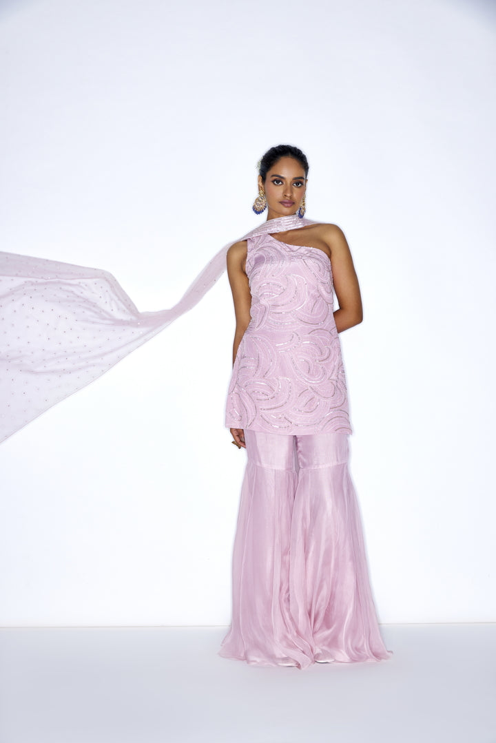 Rose Pink Embroidered Gharara set