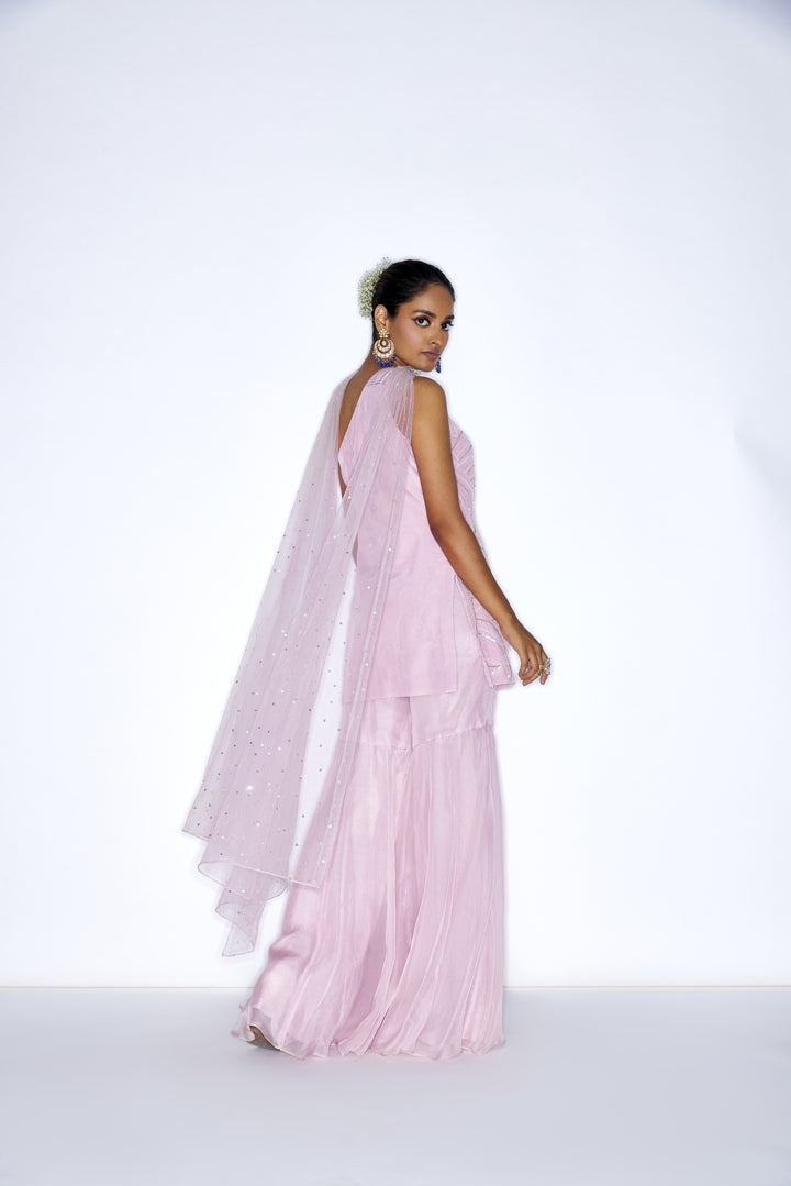Rose Pink Embroidered Gharara set