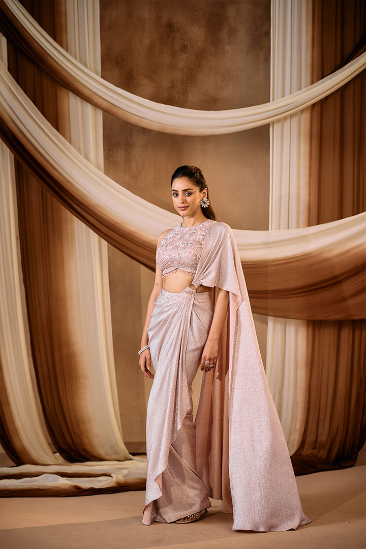 Lilac Pre draped saree