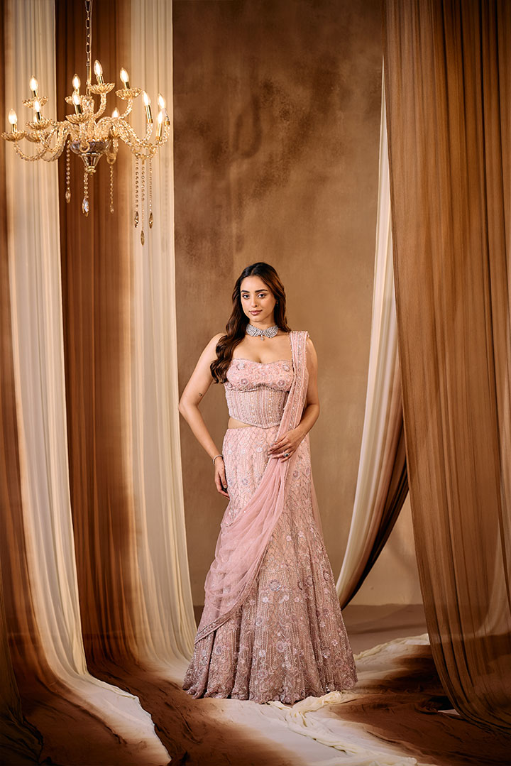 Powder Pink Fishcut Lehenga set
