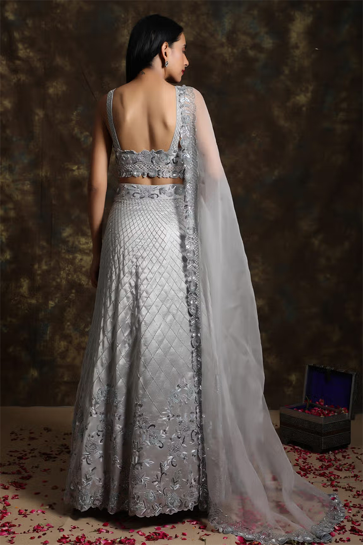 C012 Silver Sparkley Lehenga Set