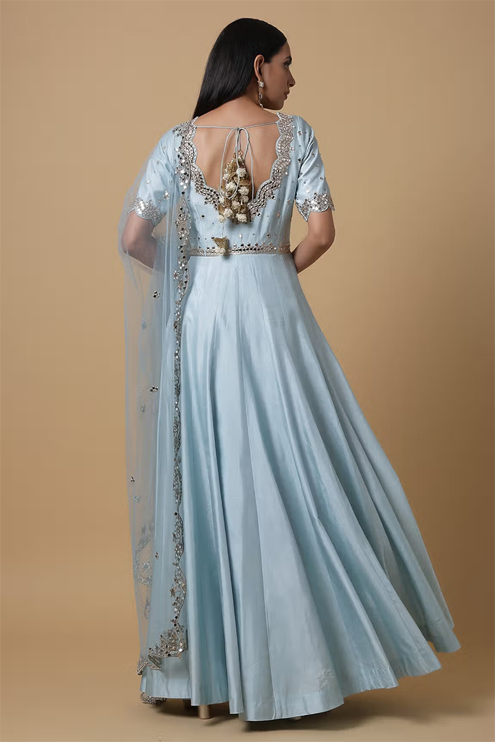 C003 Chanderi Anarkali With Mirror Work Dupatta