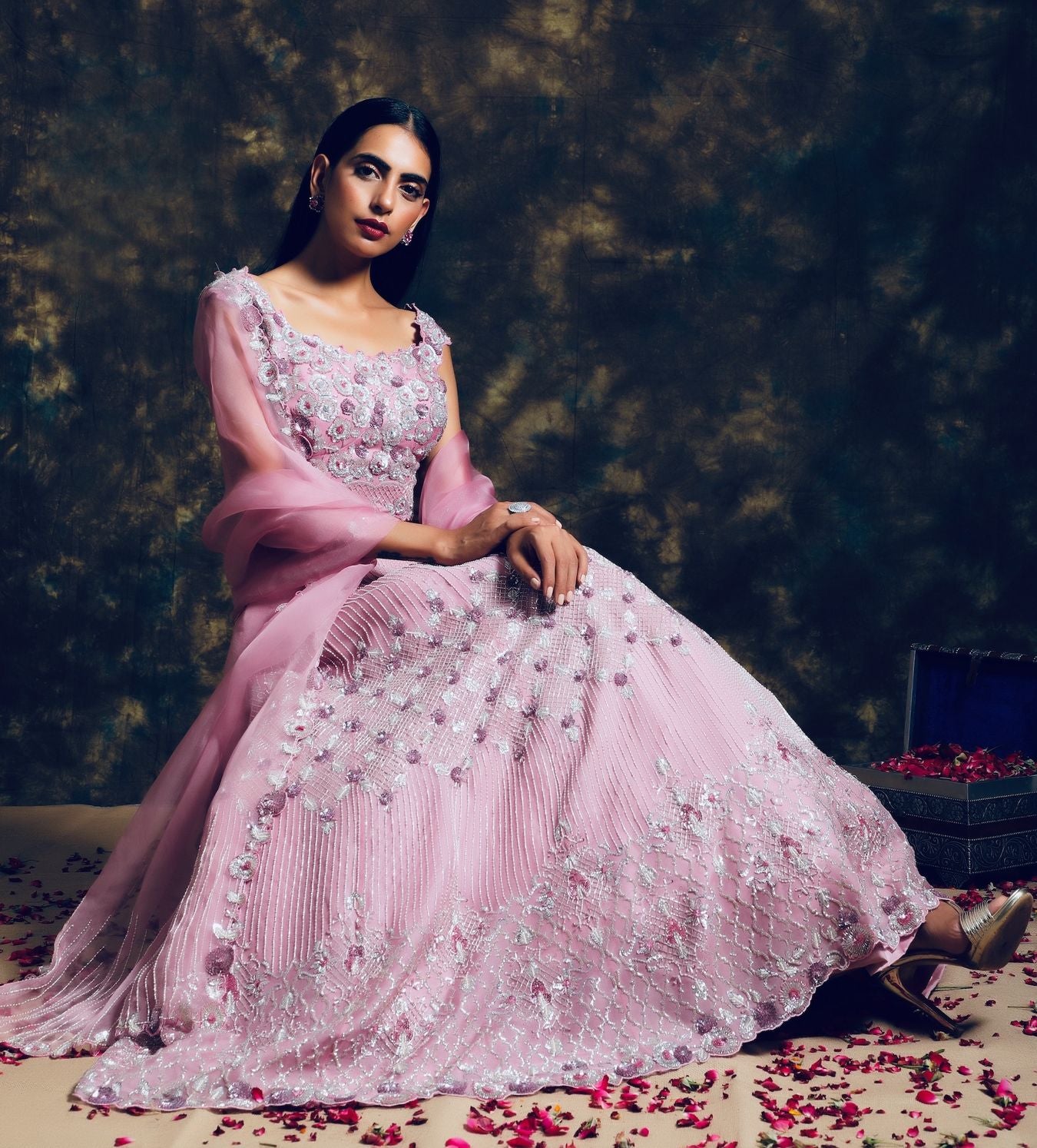 C011 Majestically Embroidered Lehenga and Bloused Set