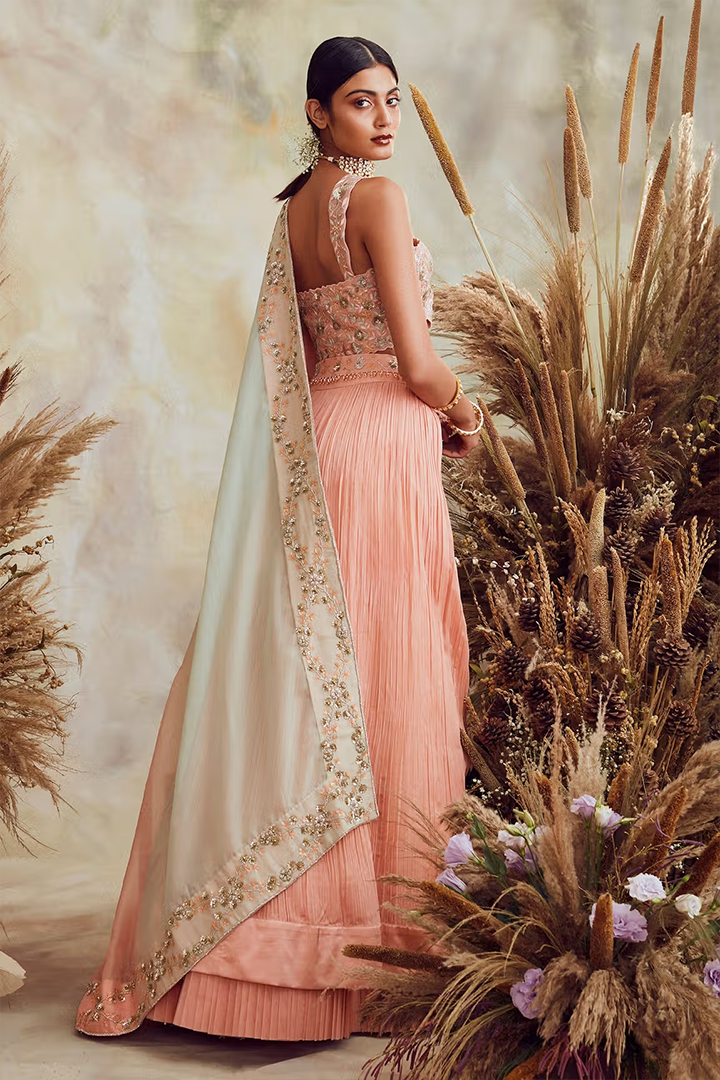 BB01 Peach pleated ensemble