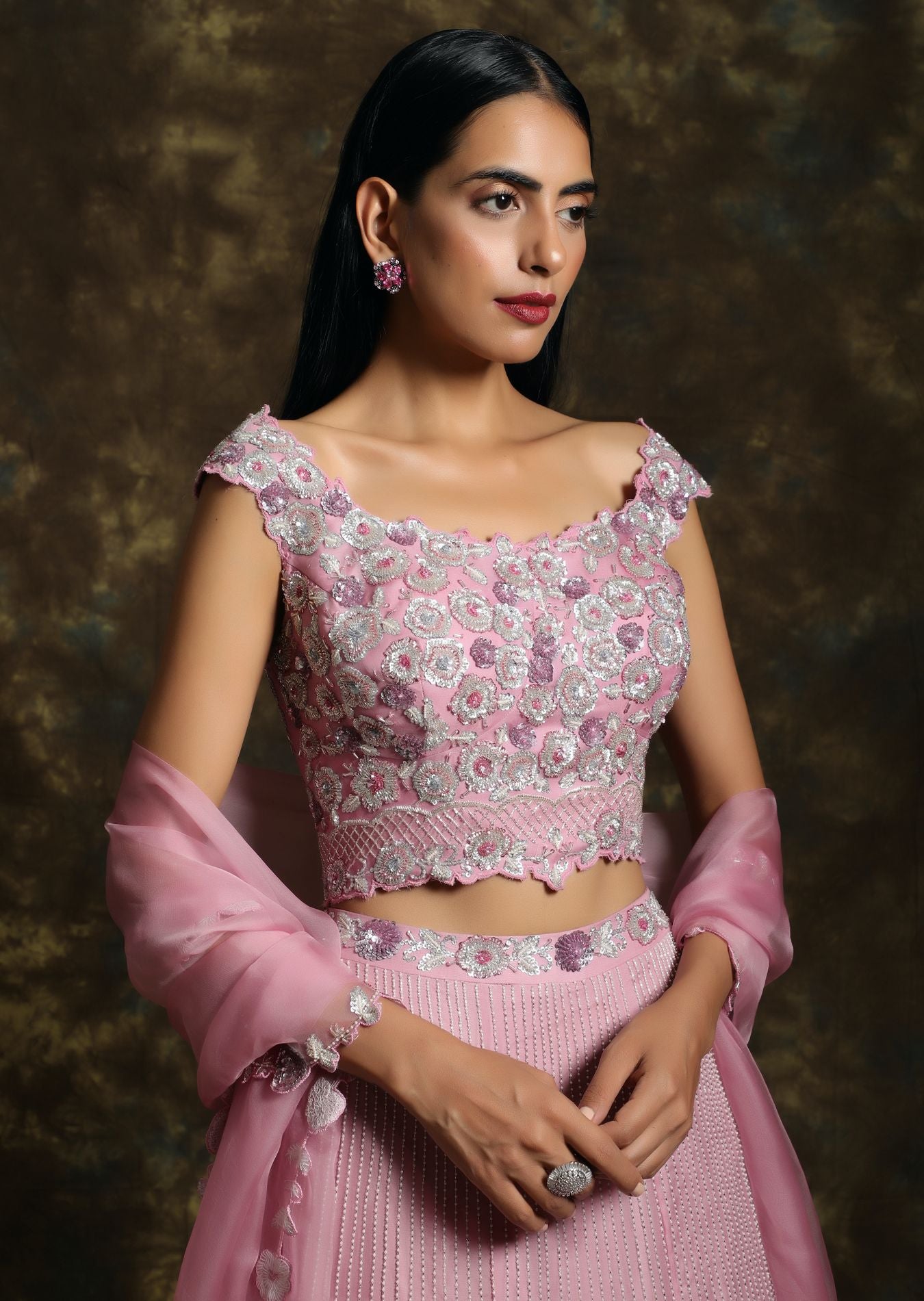 C011 Majestically Embroidered Lehenga and Bloused Set