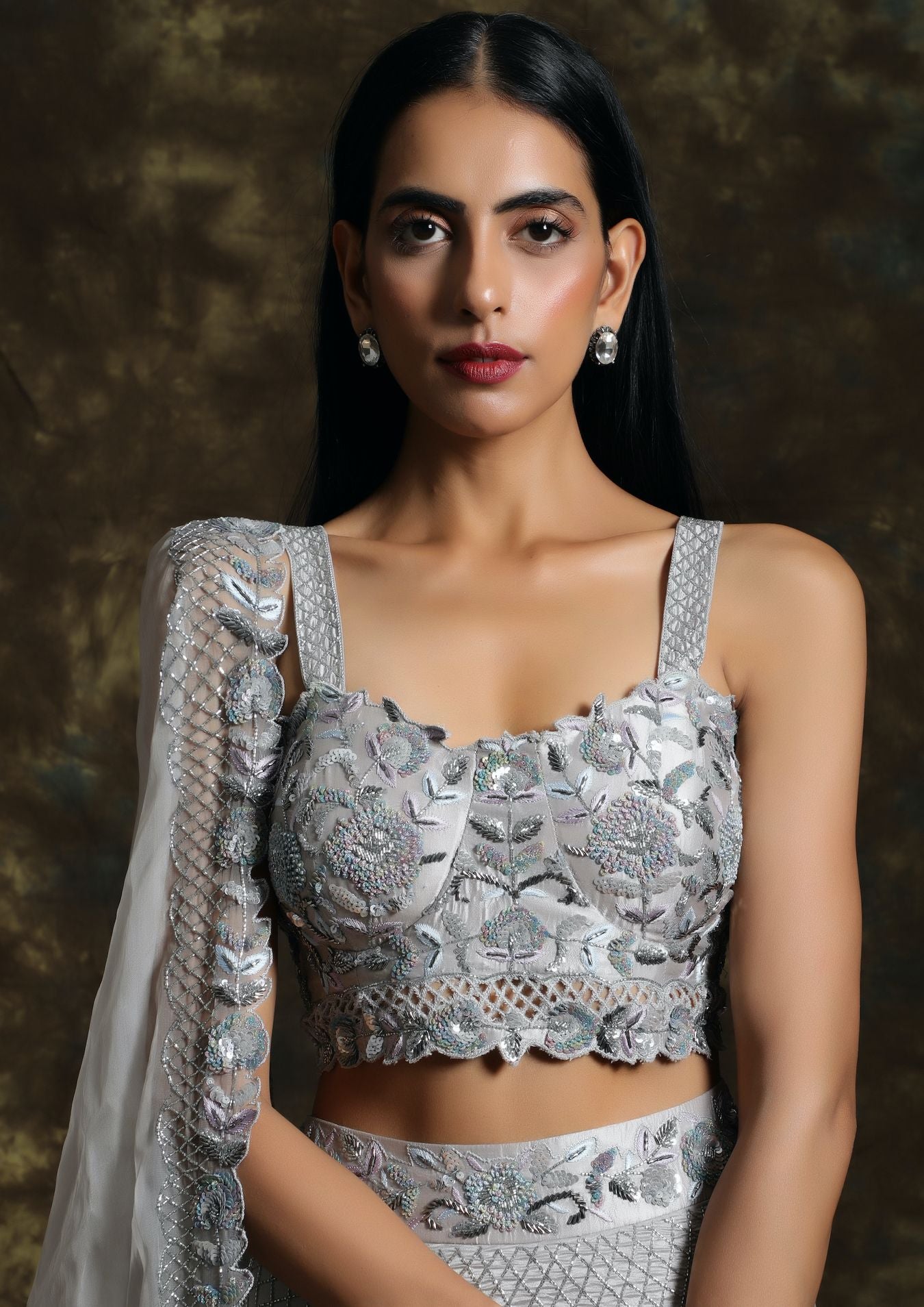 C012 Silver Sparkley Lehenga Set