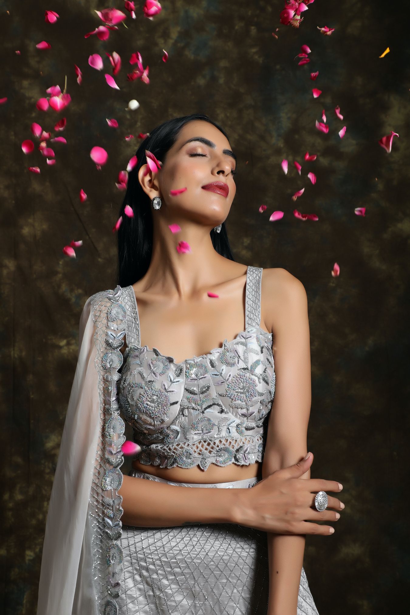 C012 Silver Sparkley Lehenga Set