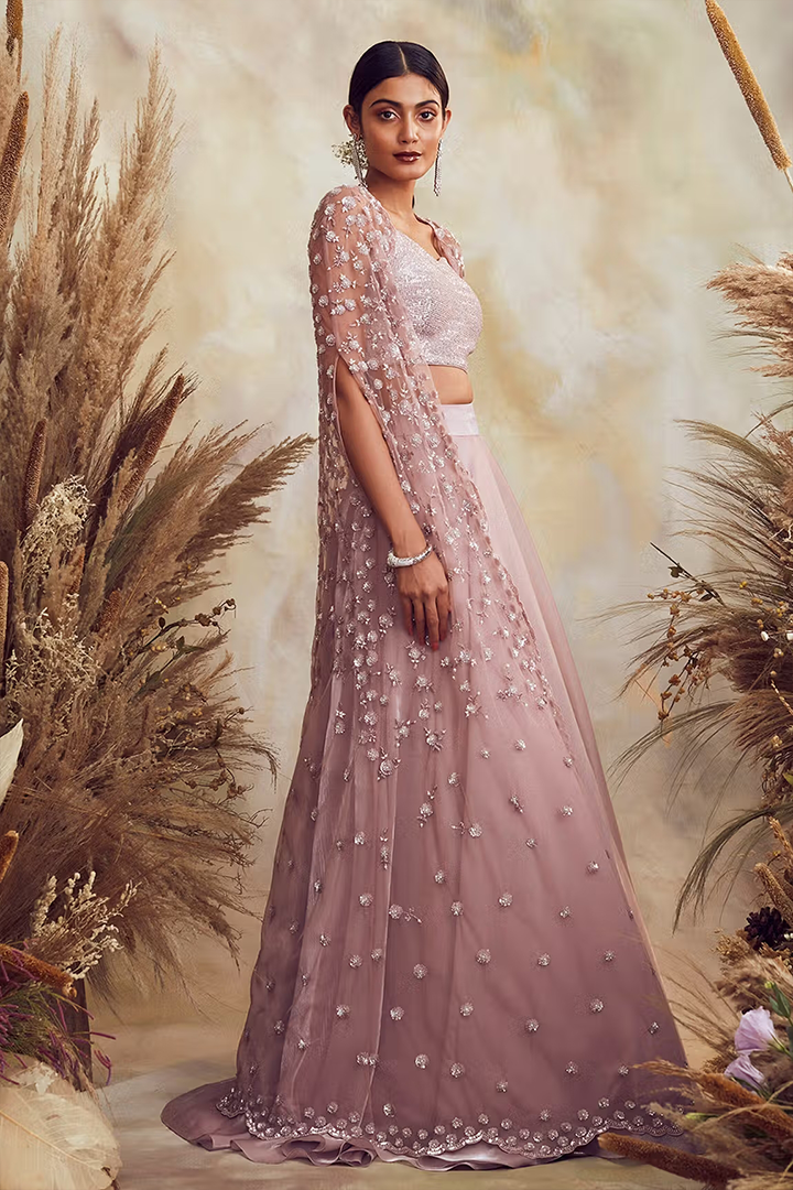 BB02 Lilac shimmer cape ensemble