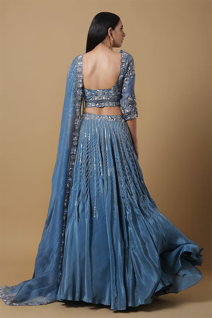 C007 Sequence Embellished Lehenga with Blouse and Dupatta