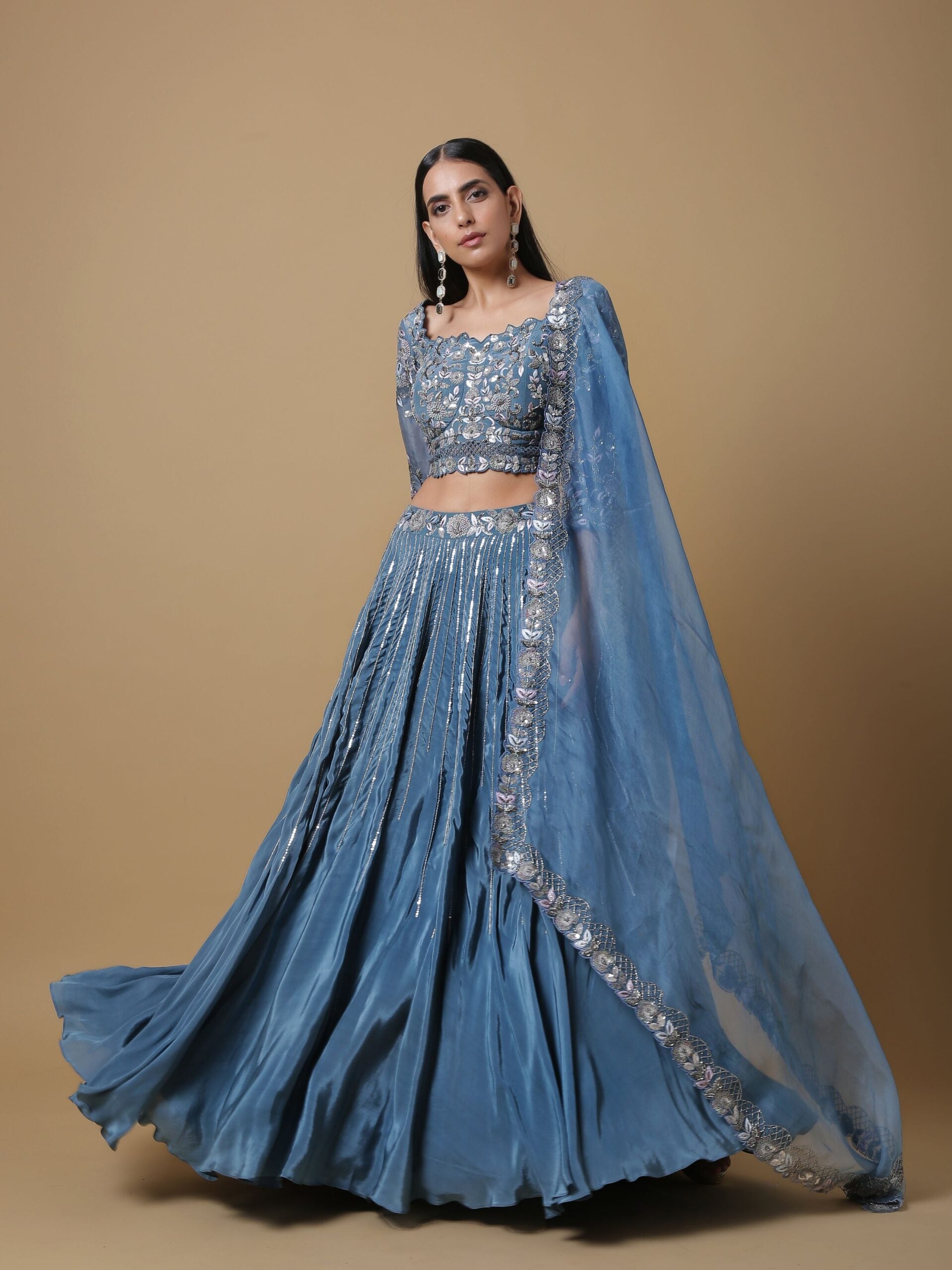 C007 Sequence Embellished Lehenga with Blouse and Dupatta