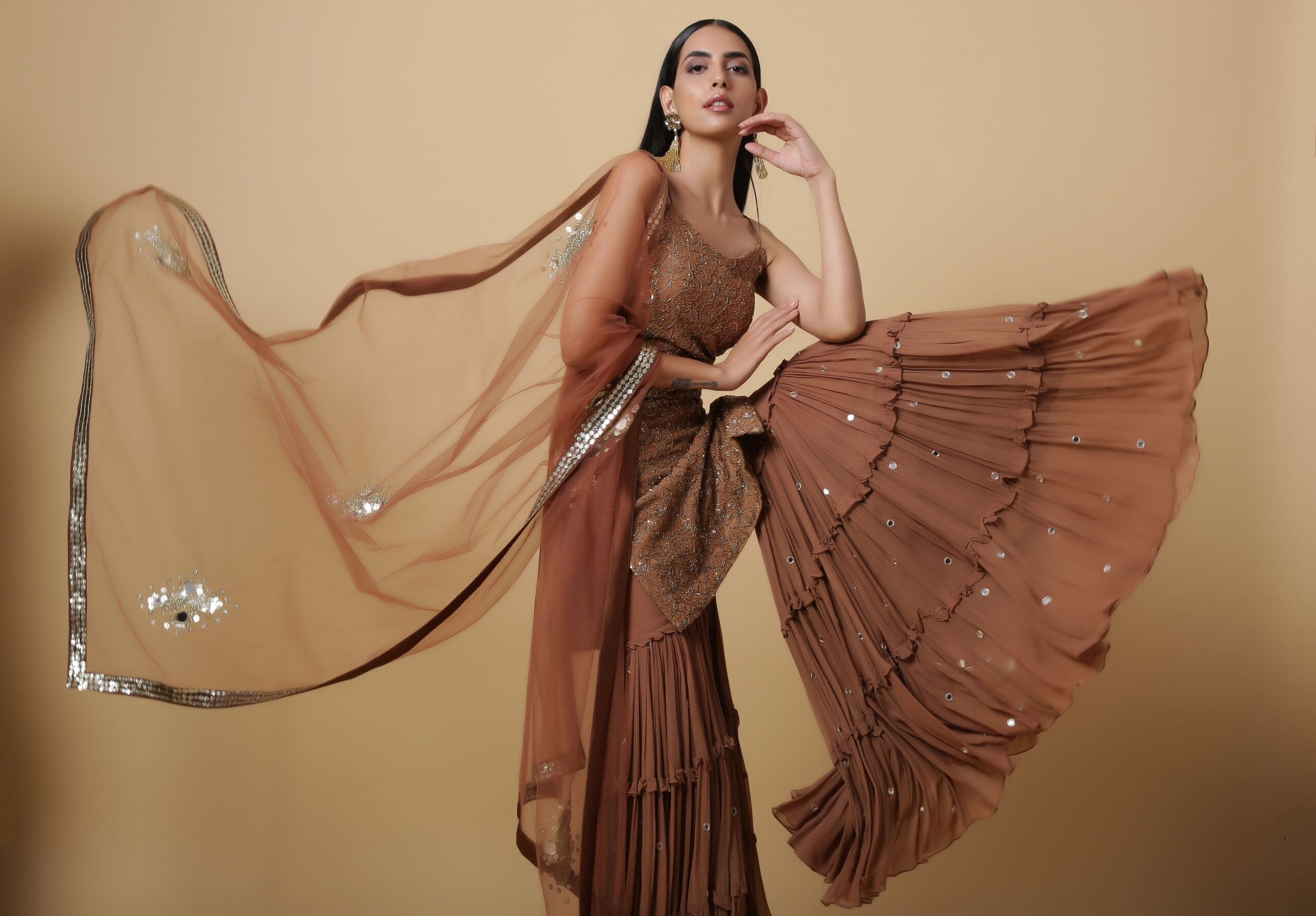 C004 NK Elegantaly Embroidered Kurta Paired with Sharara