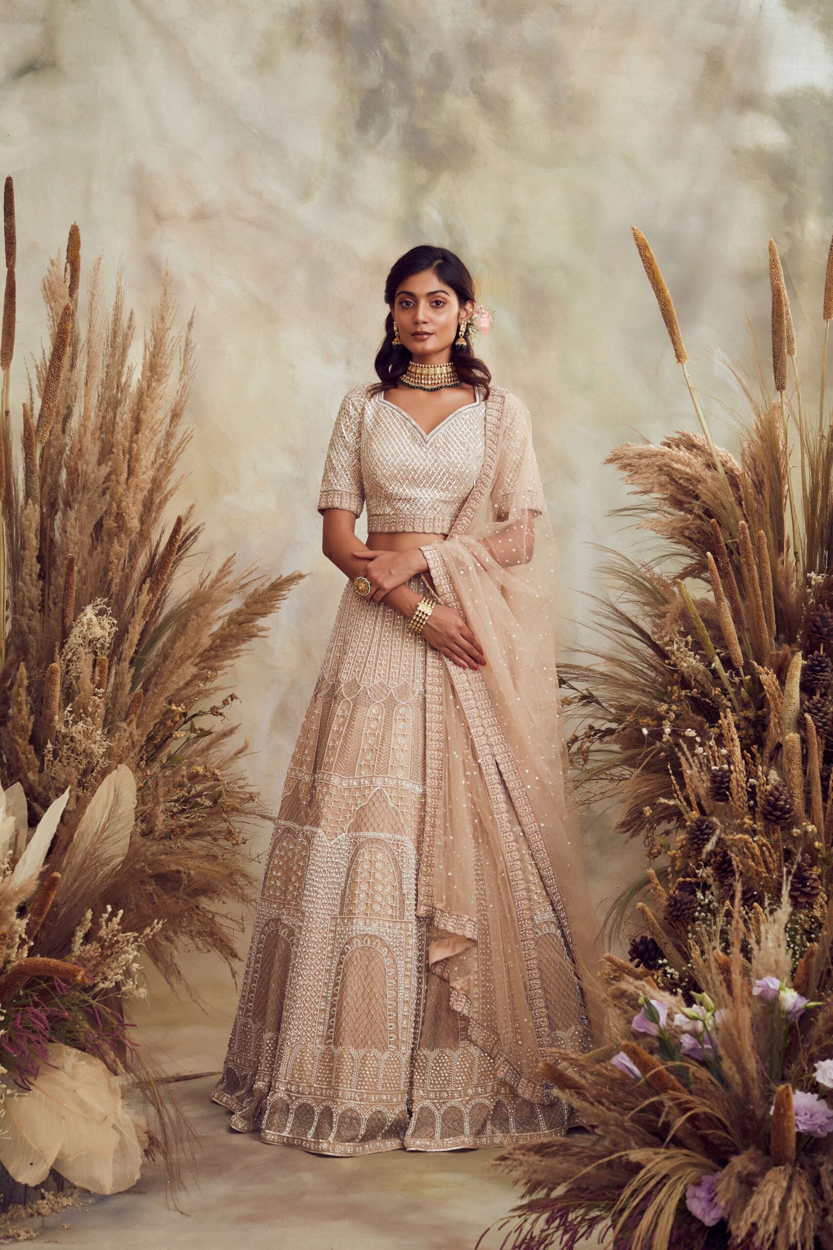 BB06 Champagne gold lehenga set