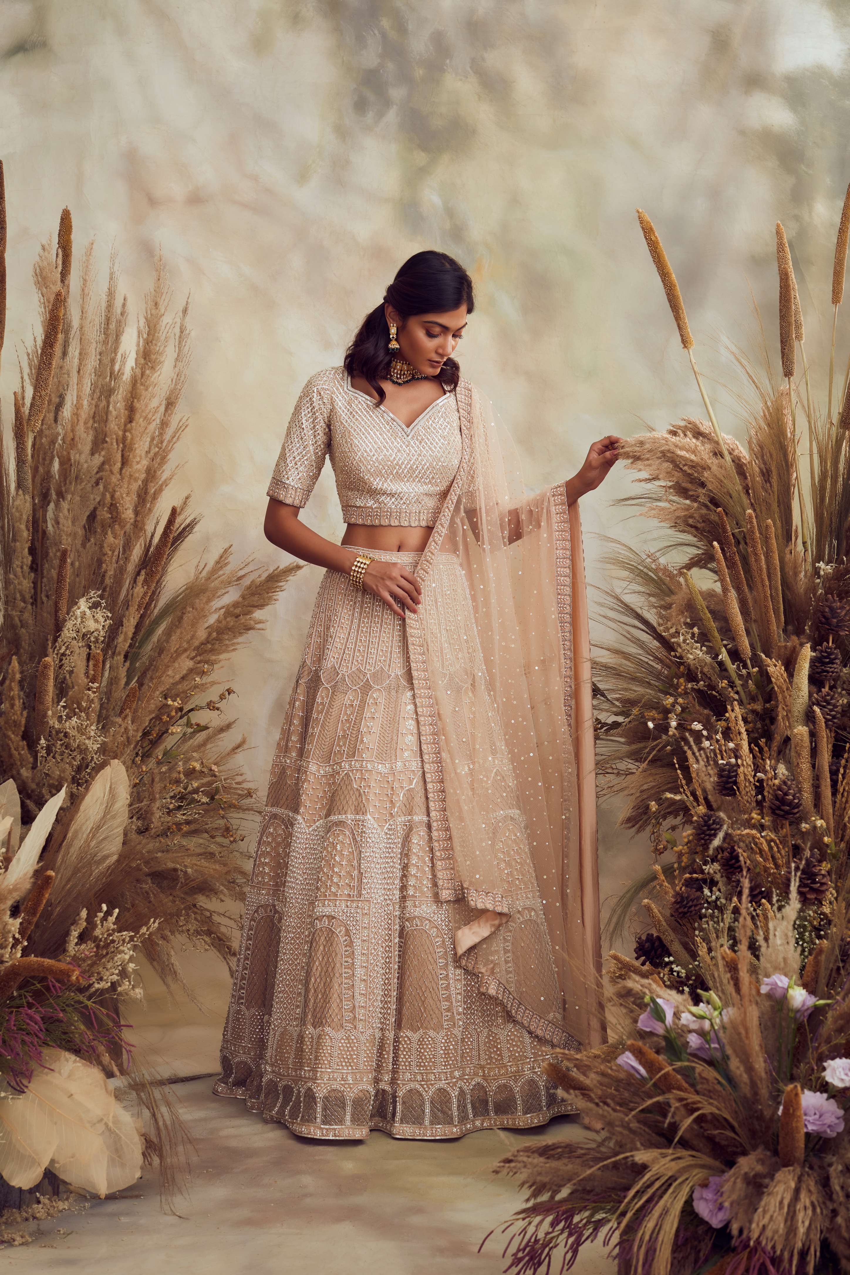 BB06 Champagne gold lehenga set