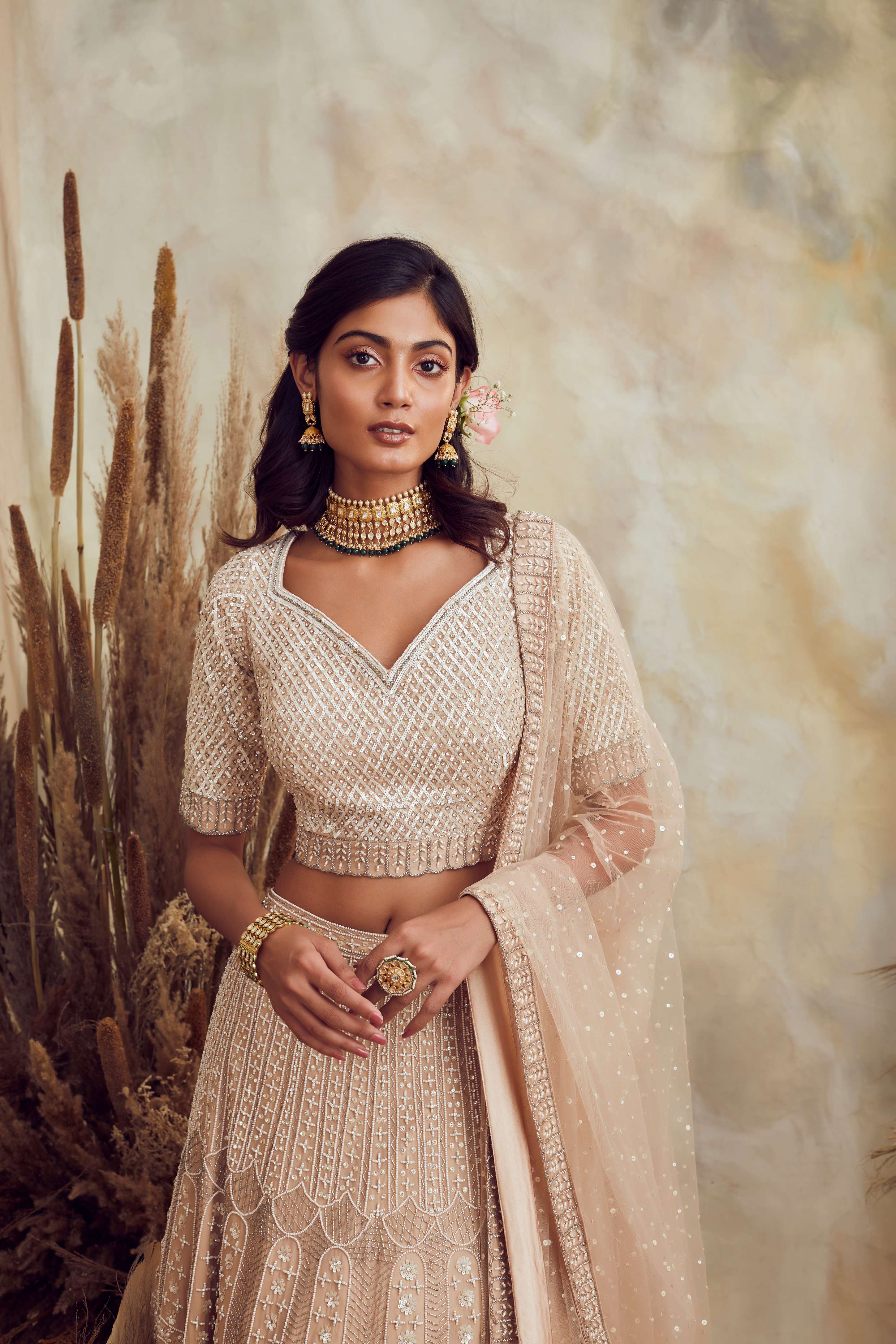 BB06 Champagne gold lehenga set