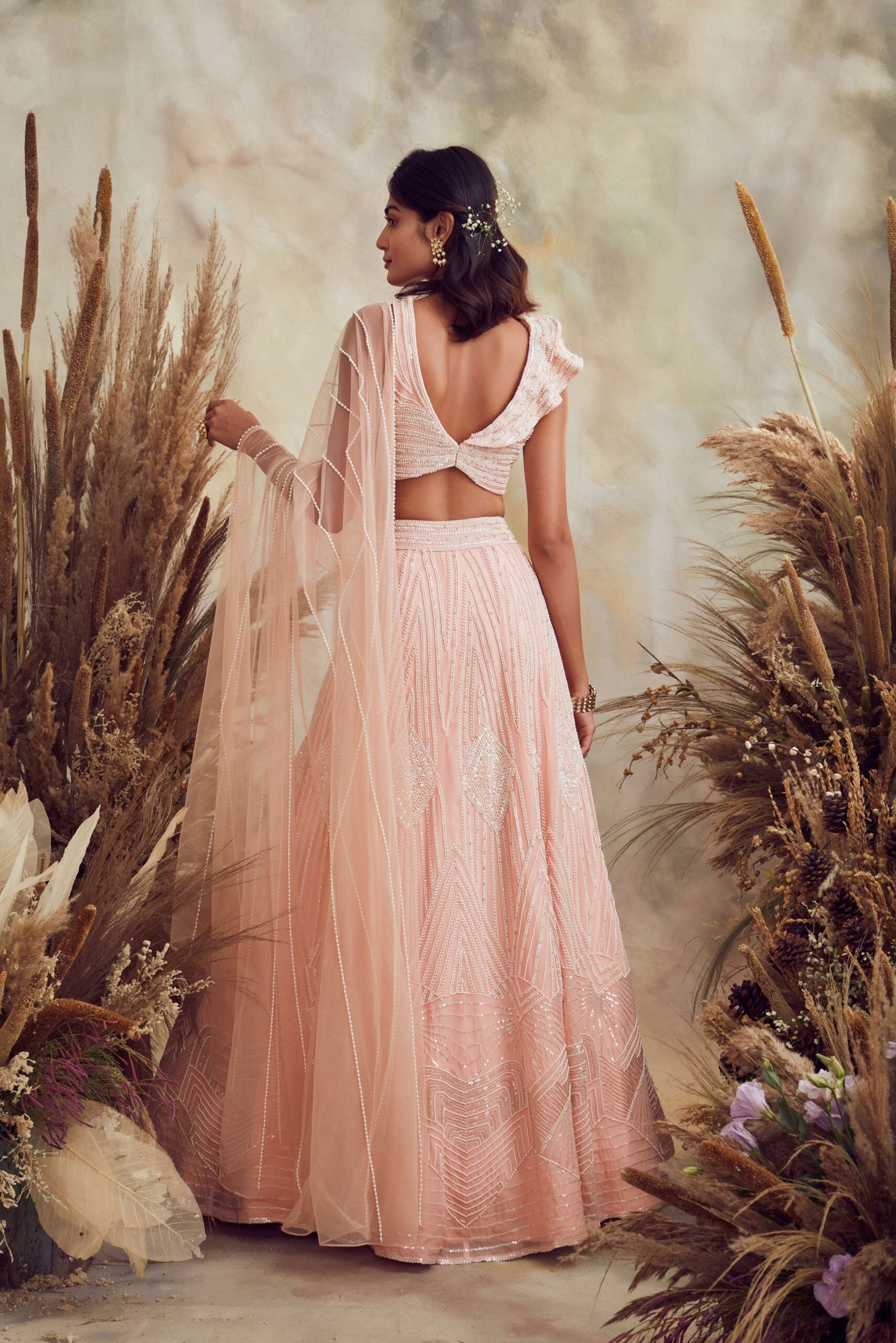 BB05 Peach contemporary lehenga set