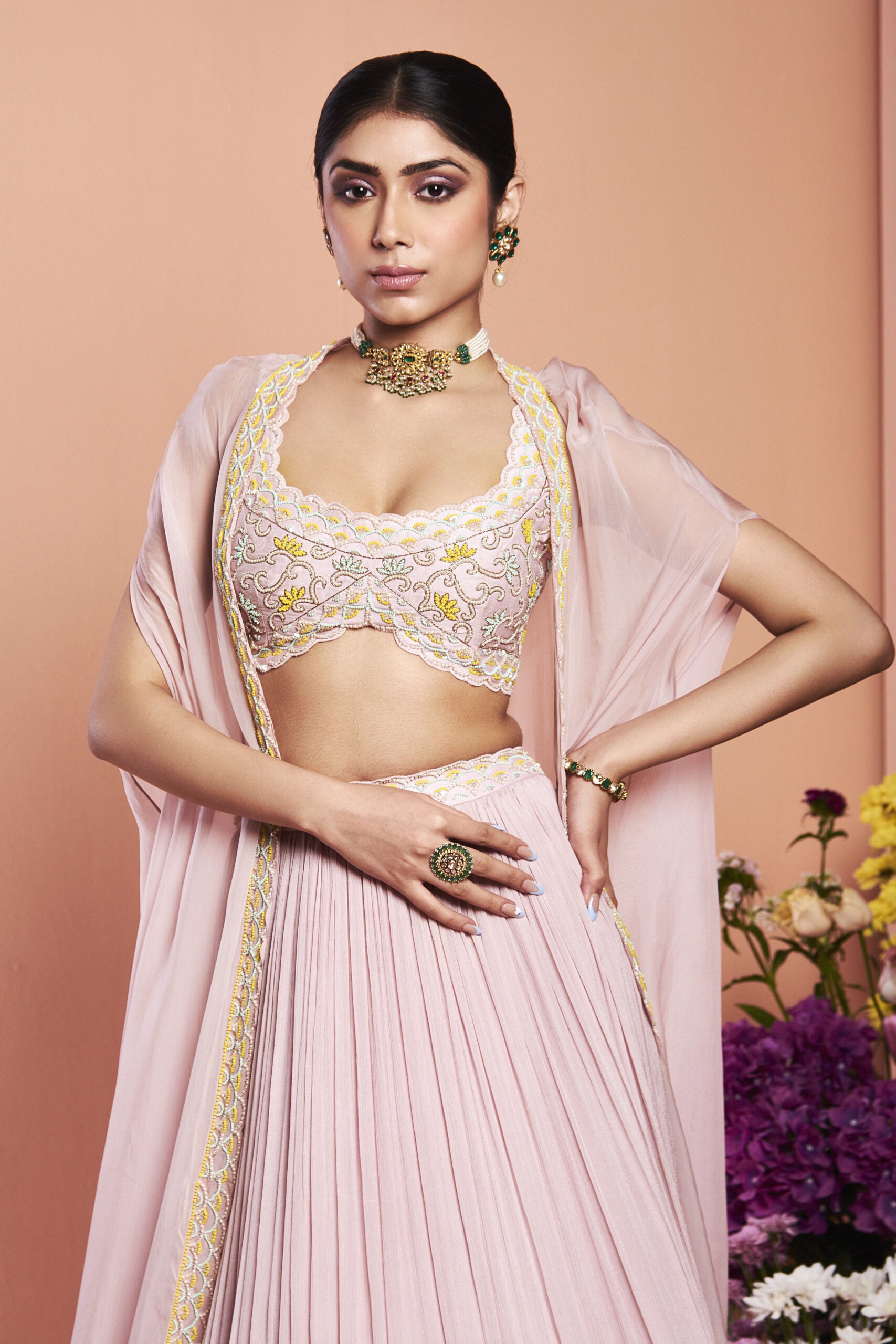 AC06 NK/SS017 Marshmellow Pink Cape Ensemble