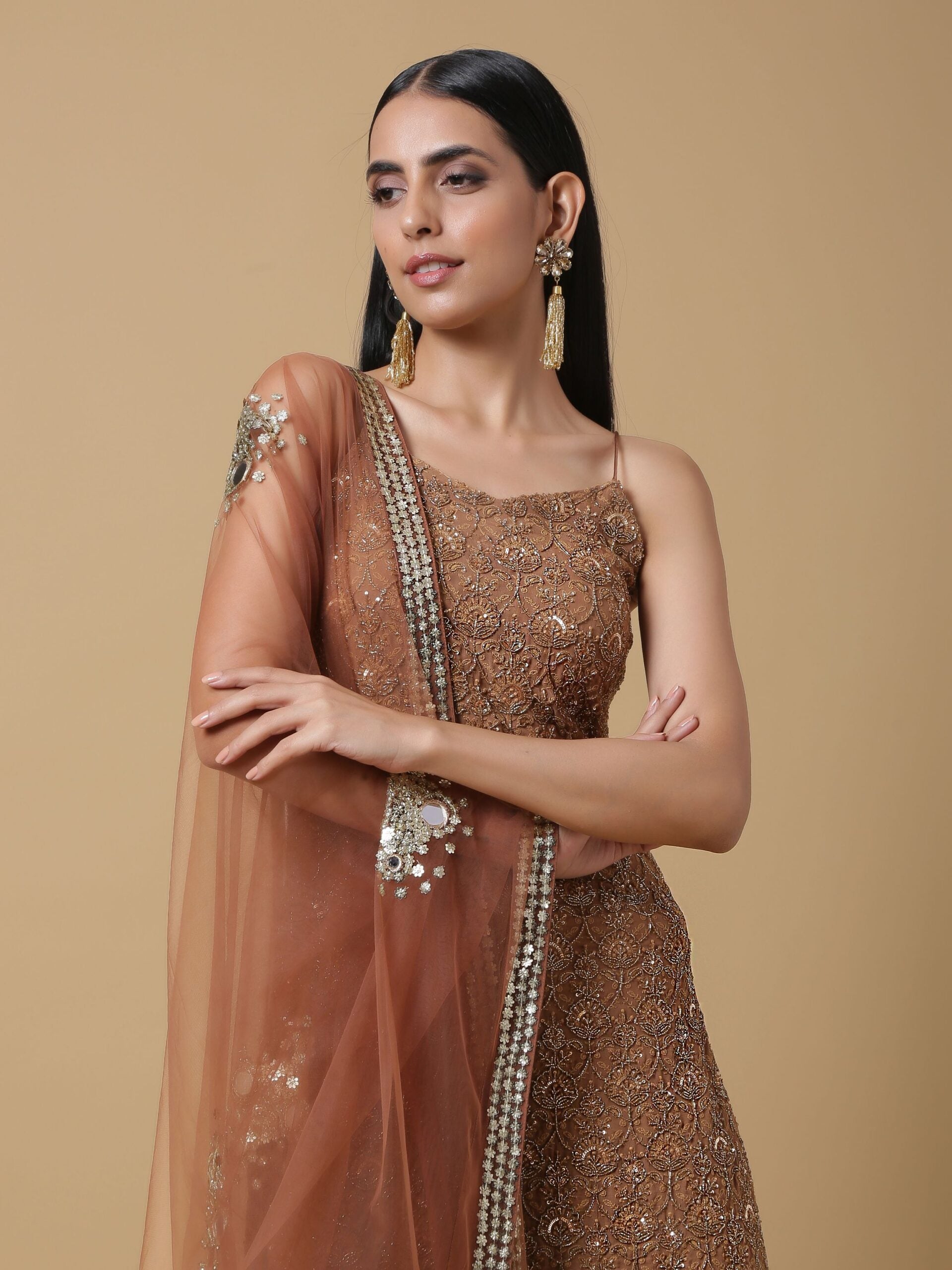 C004 NK Elegantaly Embroidered Kurta Paired with Sharara