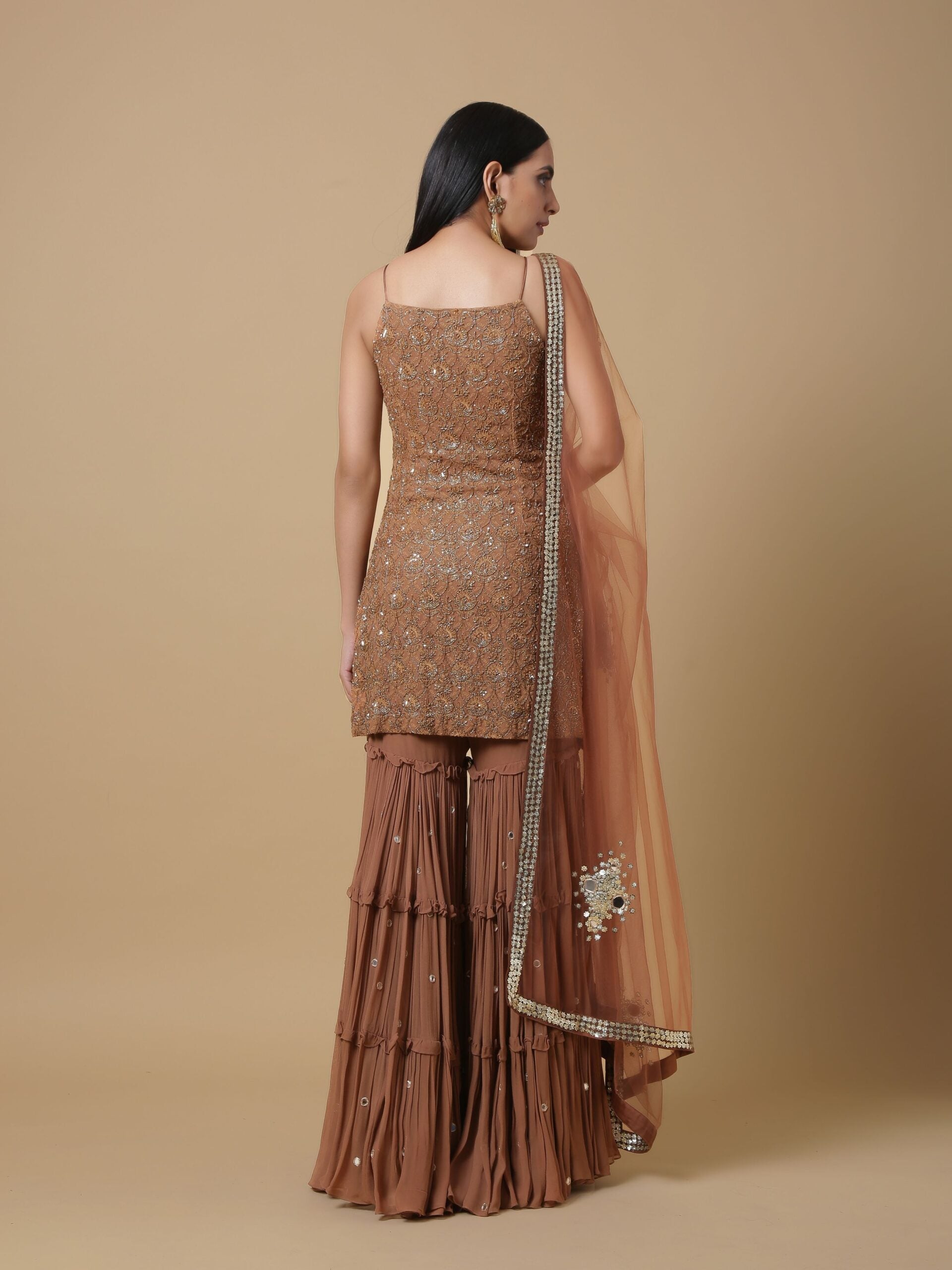 C004 NK Elegantaly Embroidered Kurta Paired with Sharara