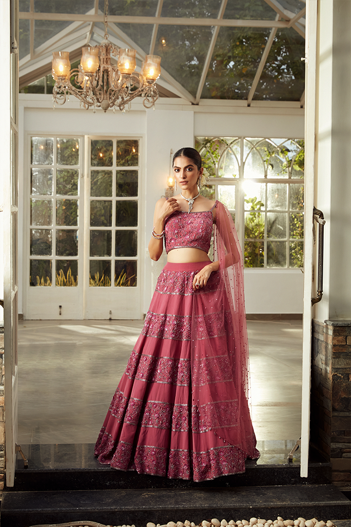 AA06 Mauve Orchid Embroidered Lehenga set
