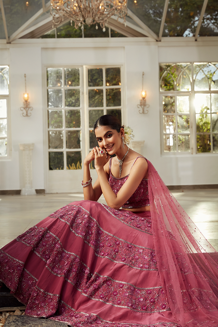 AA06 Mauve Orchid Embroidered Lehenga set