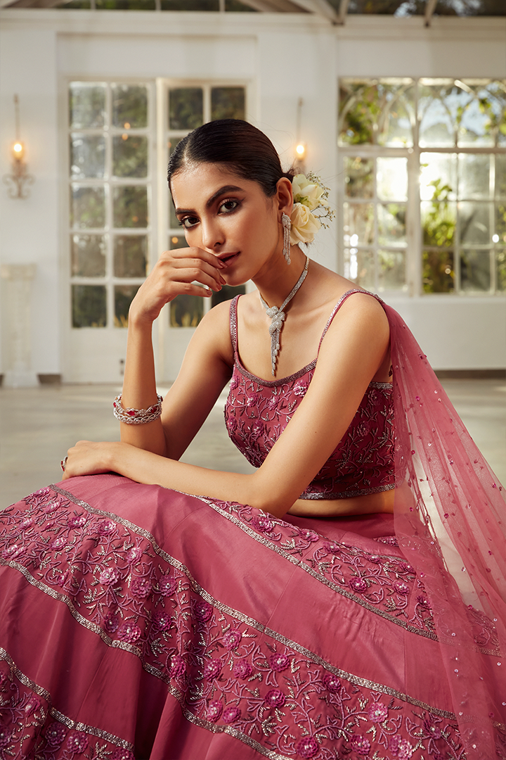 AA06 Mauve Orchid Embroidered Lehenga set