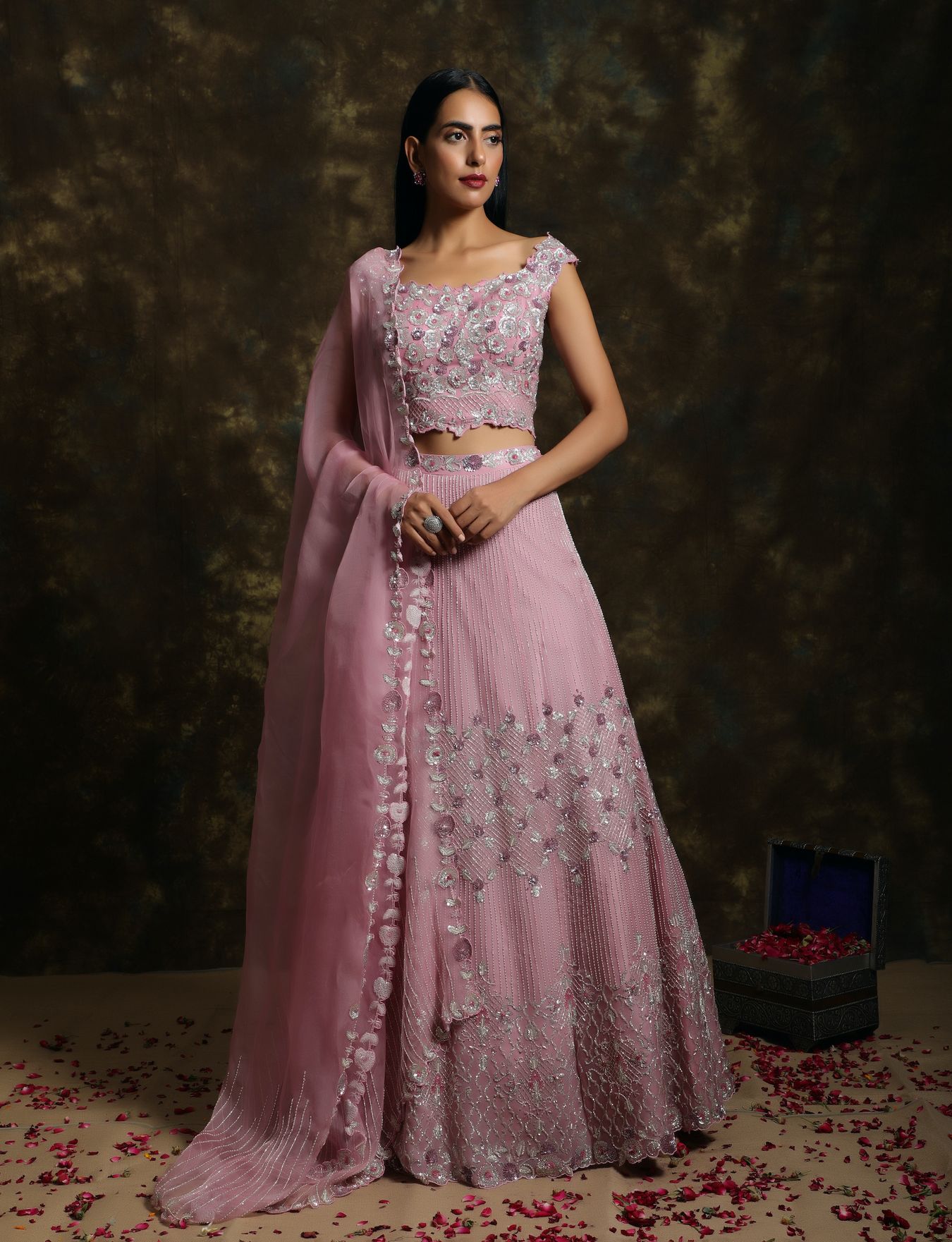 C011 Majestically Embroidered Lehenga and Bloused Set
