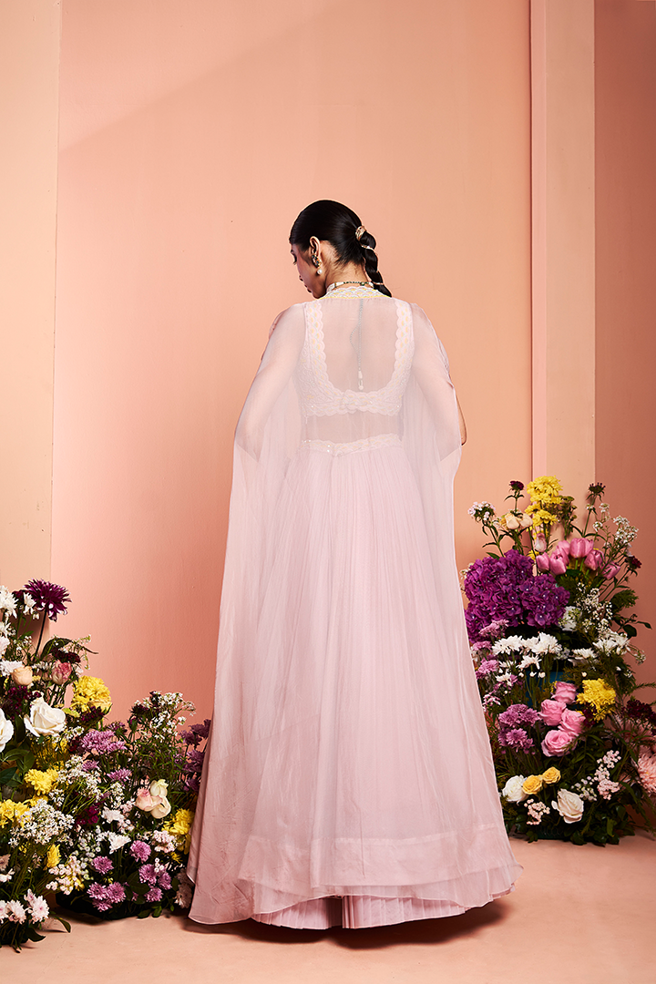 AC06 NK/SS017 Marshmellow Pink Cape Ensemble