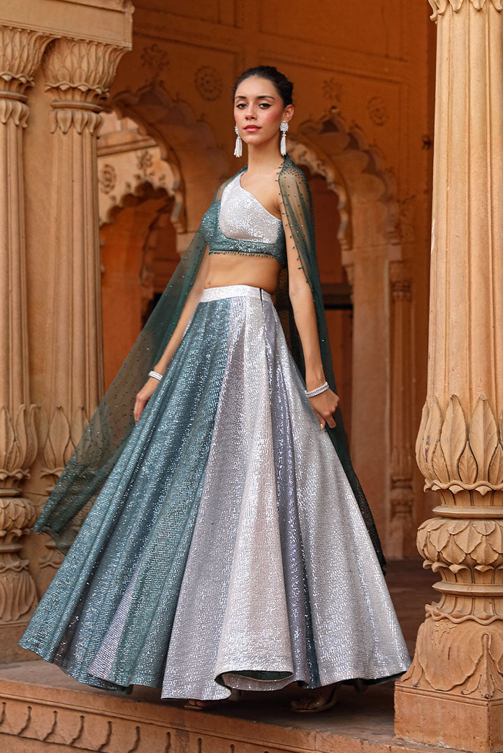 Ombre Sequin Lehenga Set