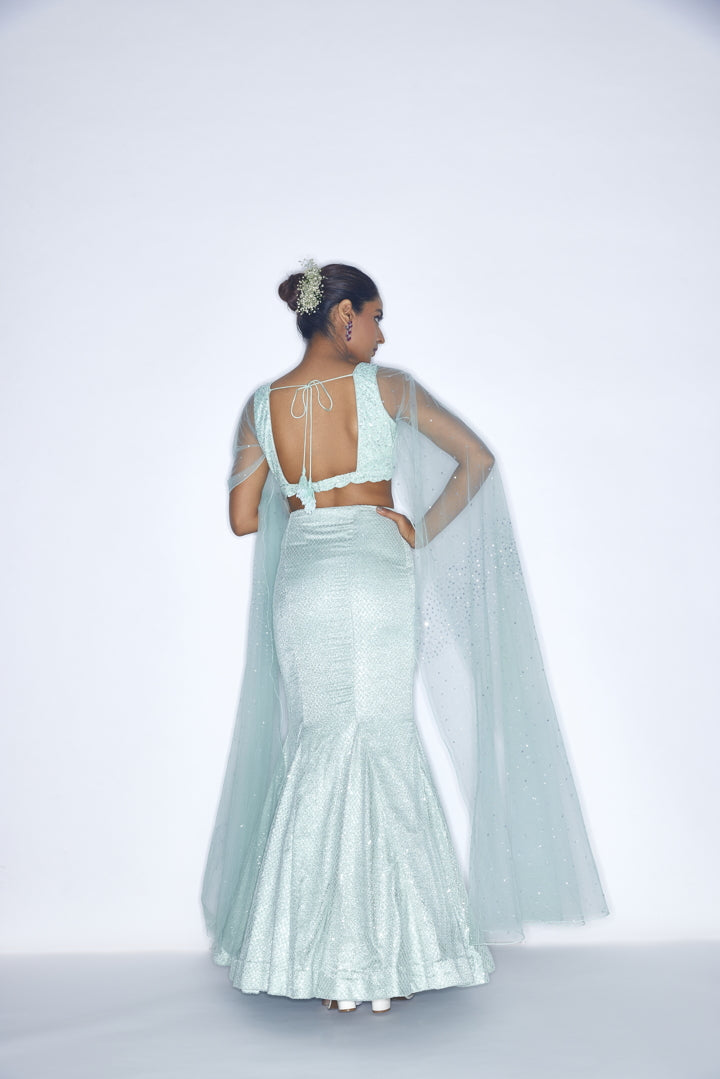Buy Blue Fish Cut Bridal Lehenga Set With Heavy Embroidery KALKI Fashion  India
