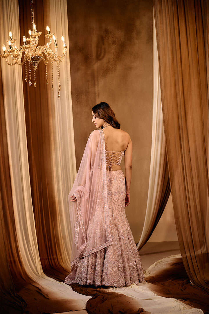 Powder Pink Fishcut Lehenga set