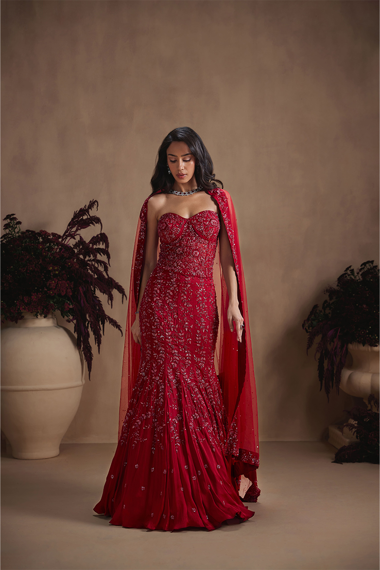 Crimson Royale Fishcut Lehenga Set