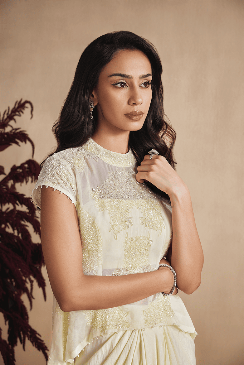 Buttercup Pearl Draped Skirt Set
