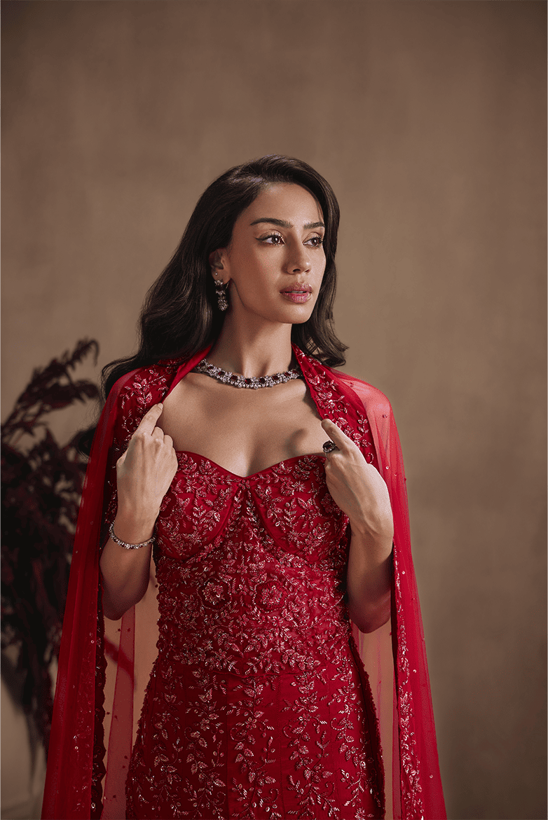 Crimson Royale Fishcut Lehenga Set