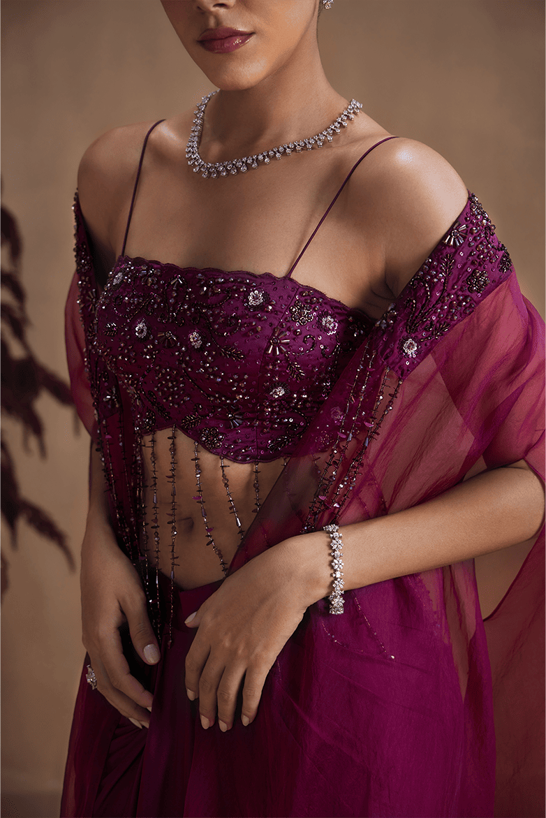 Mulberry Twilight Draped Skirt Set