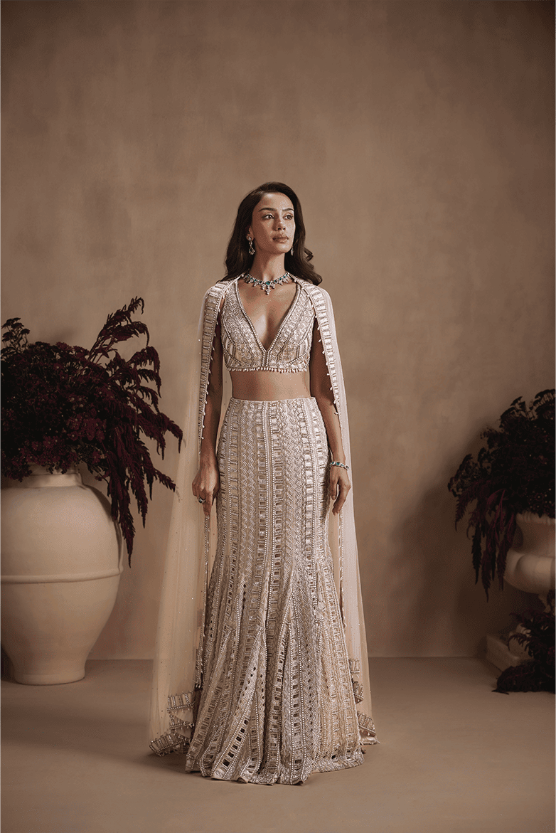 Moonlit Nude Fishcut Lehenga Set