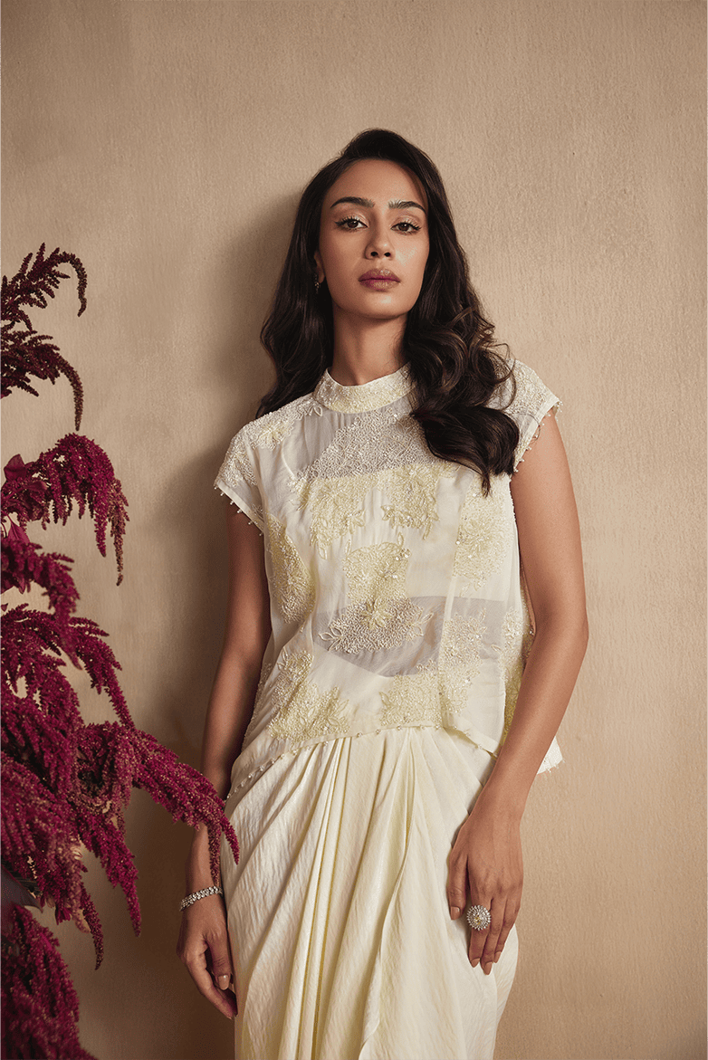 Buttercup Pearl Draped Skirt Set