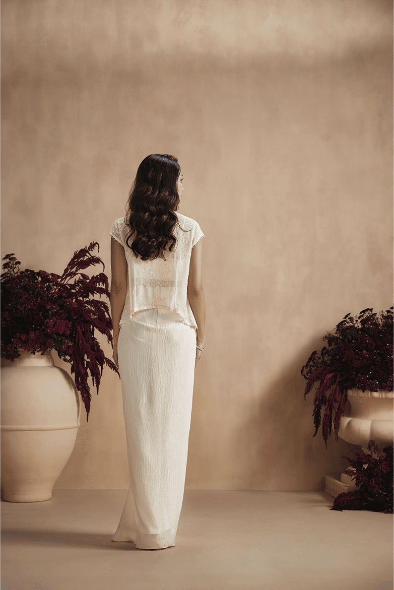 Buttercup Pearl Draped Skirt Set