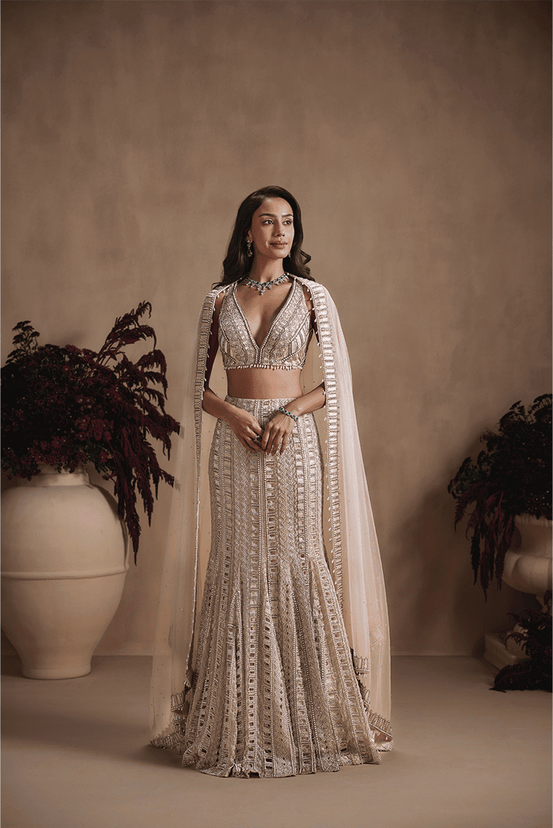 Moonlit Nude Fishcut Lehenga Set