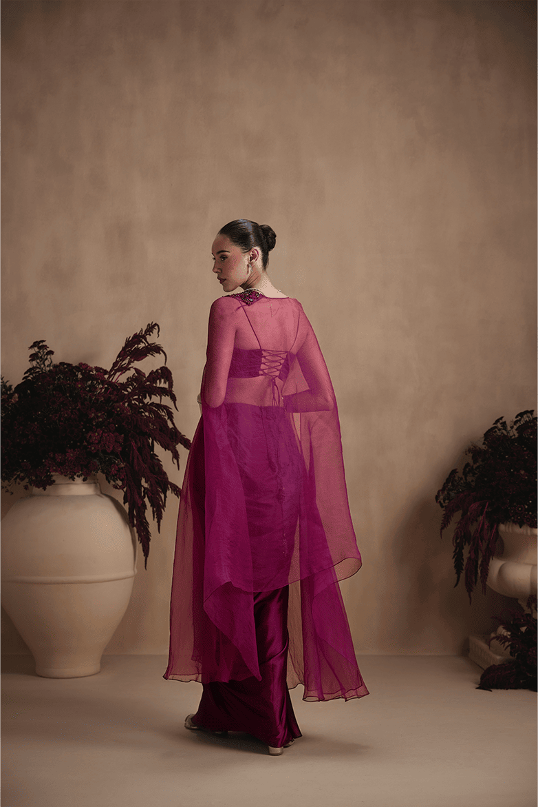 Mulberry Twilight Draped Skirt Set