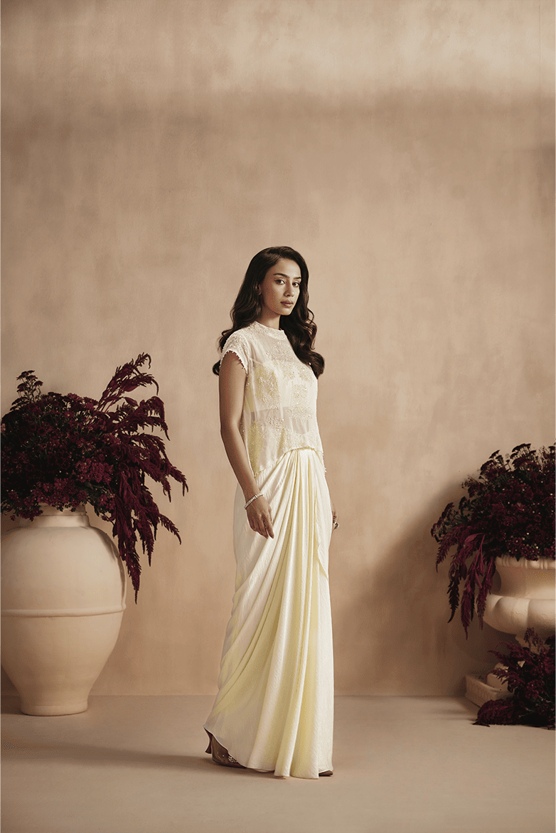 Buttercup Pearl Draped Skirt Set