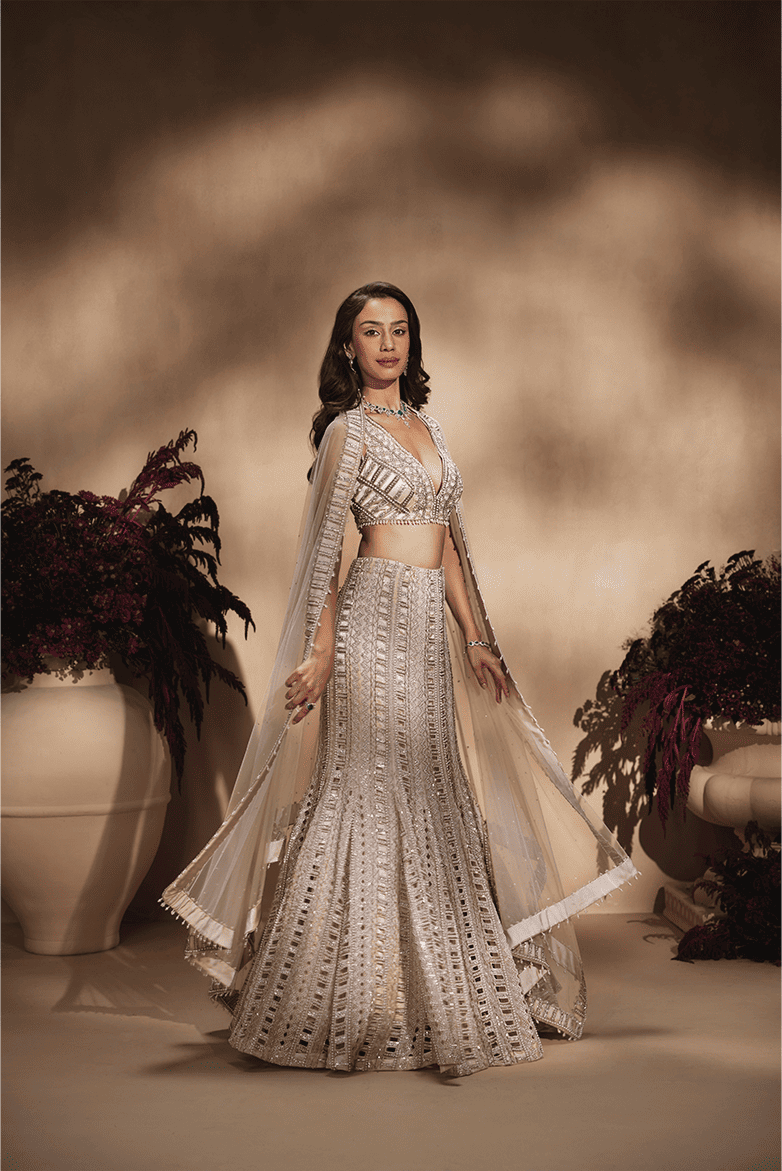 Moonlit Nude Fishcut Lehenga Set