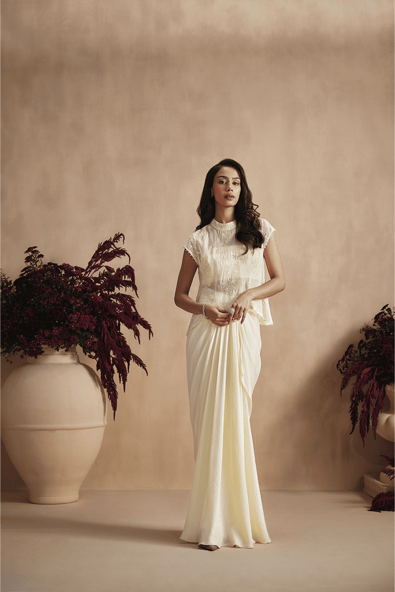 Buttercup Pearl Draped Skirt Set