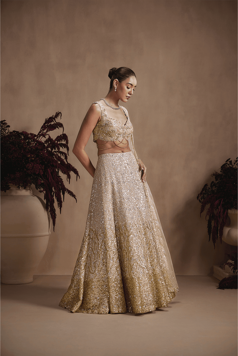 Celestial Champagne Lehenga Set