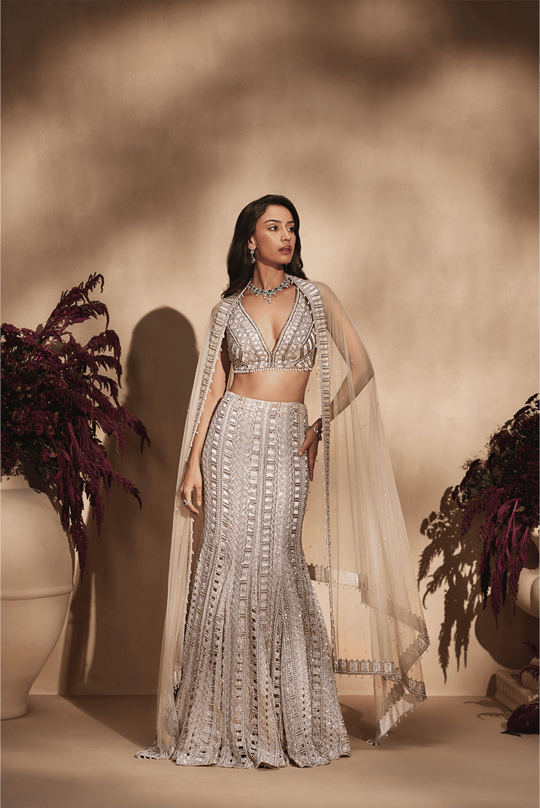 Moonlit Nude Fishcut Lehenga Set