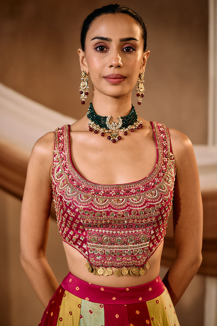 Multi color Bandhani Lehenga set