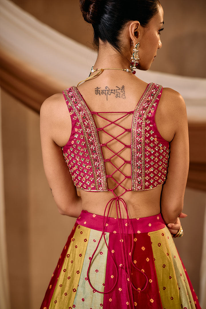 Multi color Bandhani Lehenga set