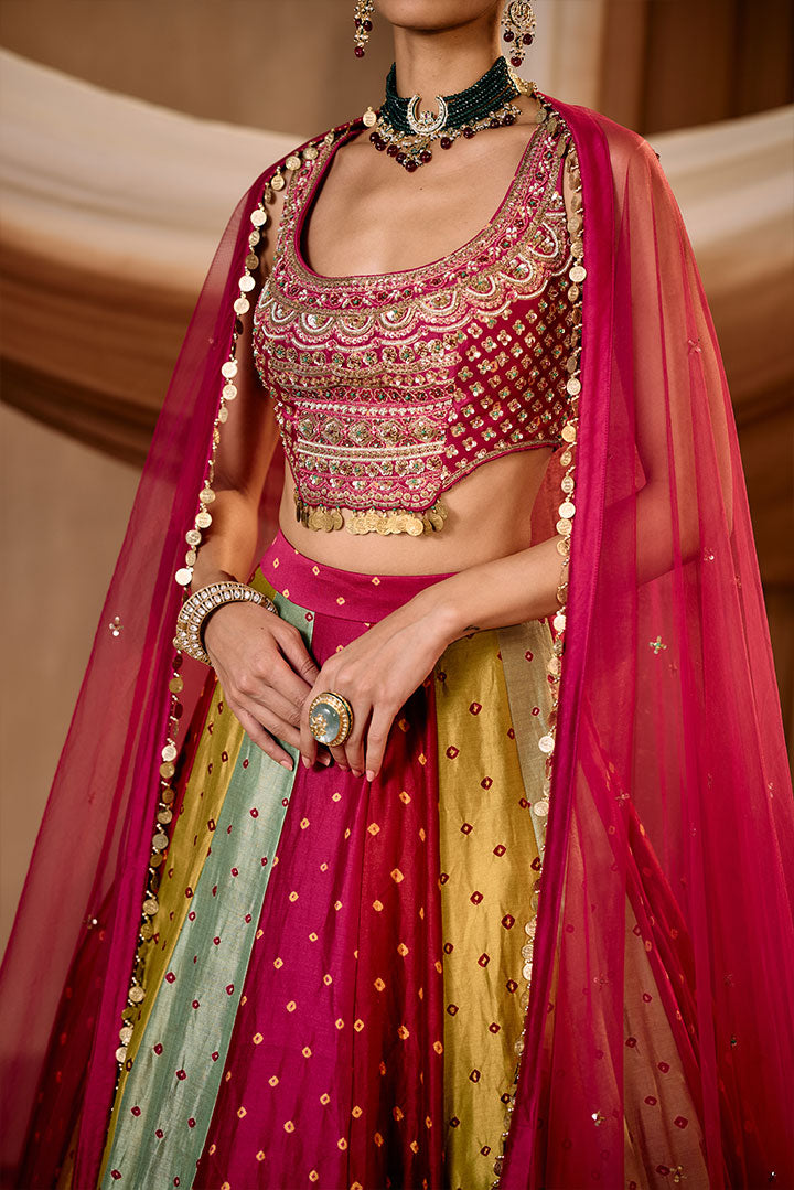 Multi color Bandhani Lehenga set